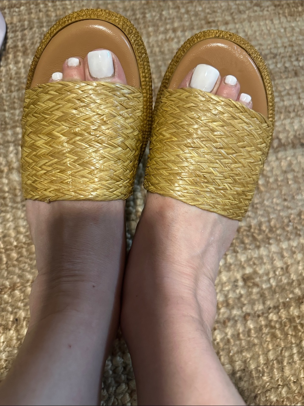Woven Slide Mules in Mustard Yellow - Women's Casual Slip-On made in Tuscany